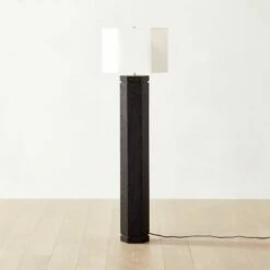 Maya Black Ebonized Oak Wood Floor Lamp