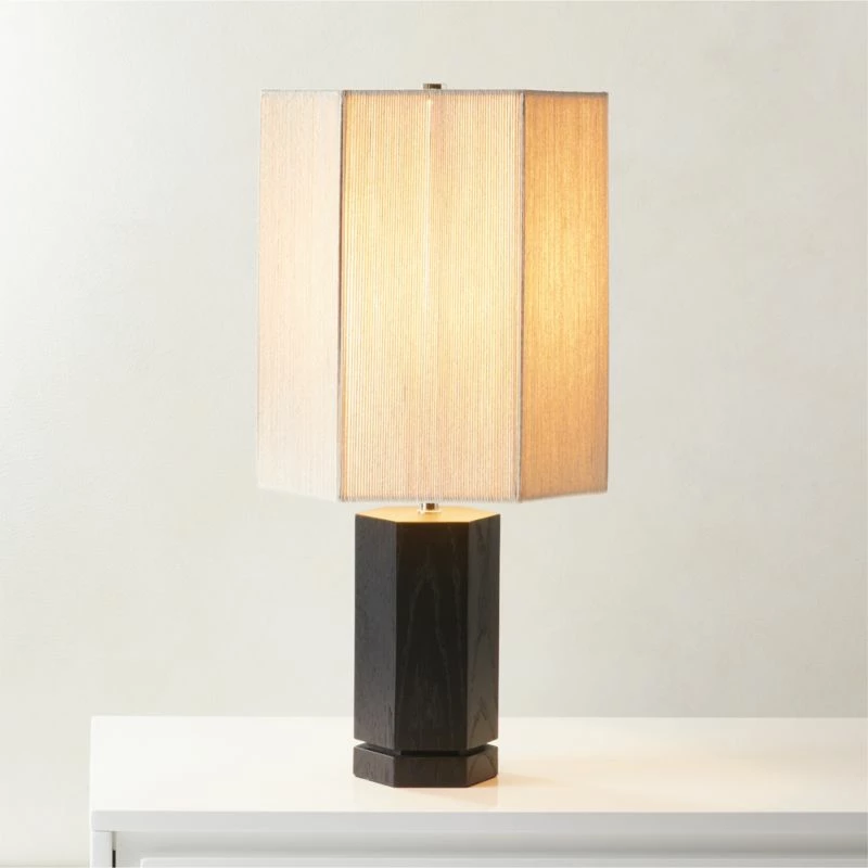 Maya Black Ebonized Oak Wood Table Lamp 4 Maya Black Ebonized Oak Wood Table Lamp - Image 2