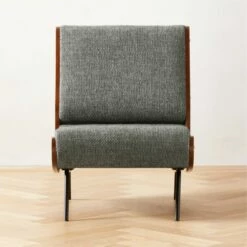 Meda Grey Wool Armless Lounge Chair