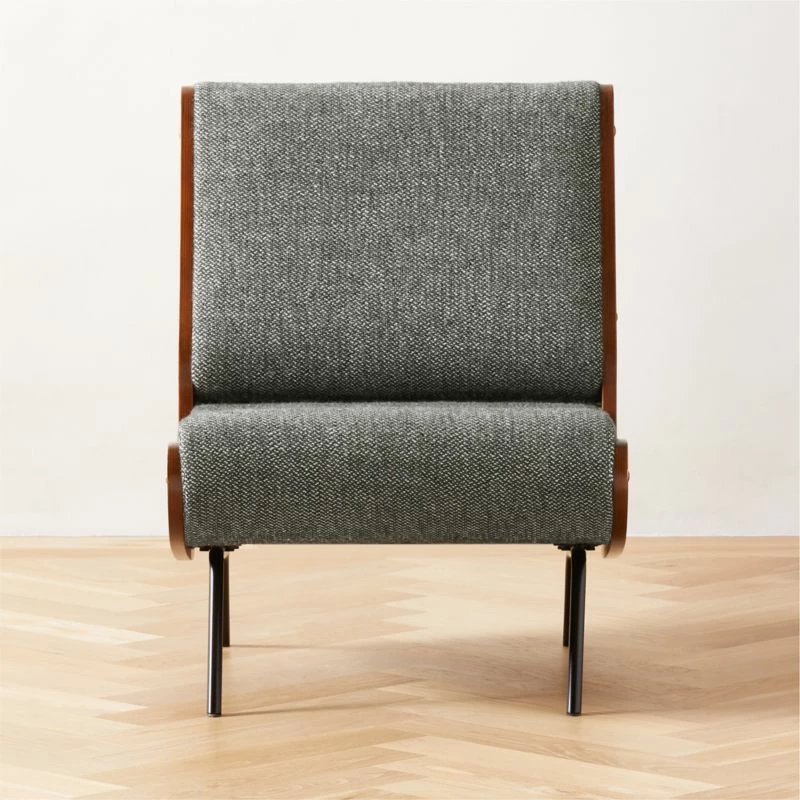 Meda Grey Wool Armless Lounge Chair 3 Meda Grey Wool Armless Lounge Chair