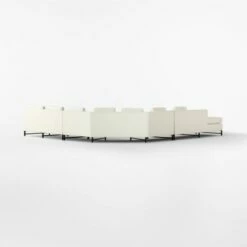 Metric Curved 3-Piece L-Shaped White Boucle Sectional Sofa With Left Arm -marin sHOP Metric3pcWhtBclLASectSf3QBSSF22