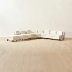 Metric Curved 3-Piece L-Shaped White Boucle Sectional Sofa With Left Arm