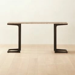 Milan Grey Travertine And Metal Console Table