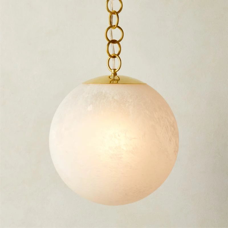 Moon Globe Pendant Light With Brass Chain 14" 4 Moon Globe Pendant Light With Brass Chain 14" - Image 2