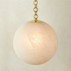 Moon Globe Pendant Light With Brass Chain 21" 9 Moon Globe Pendant Light With Brass Chain 21" -marin sHOP MoonBrsPendantLight21inROS23