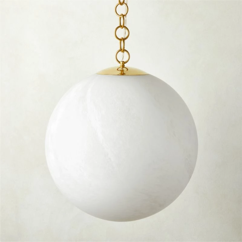 Moon Globe Pendant Light With Brass Chain 21" 3 Moon Globe Pendant Light With Brass Chain 21"