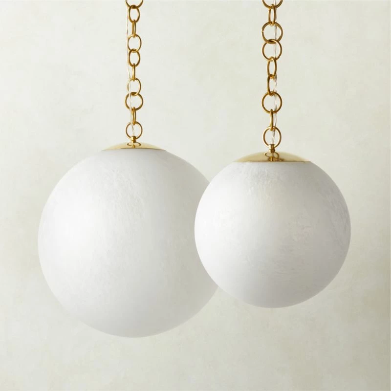 Moon Globe Pendant Light With Brass Chain 21" 7 Moon Globe Pendant Light With Brass Chain 21" - Image 5