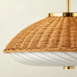 Moro Polished Brass And Rattan Pendant Light -marin sHOP MoroRttnNGlsPendantAVSHS23
