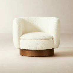 Muir White Boucle Swivel Chair