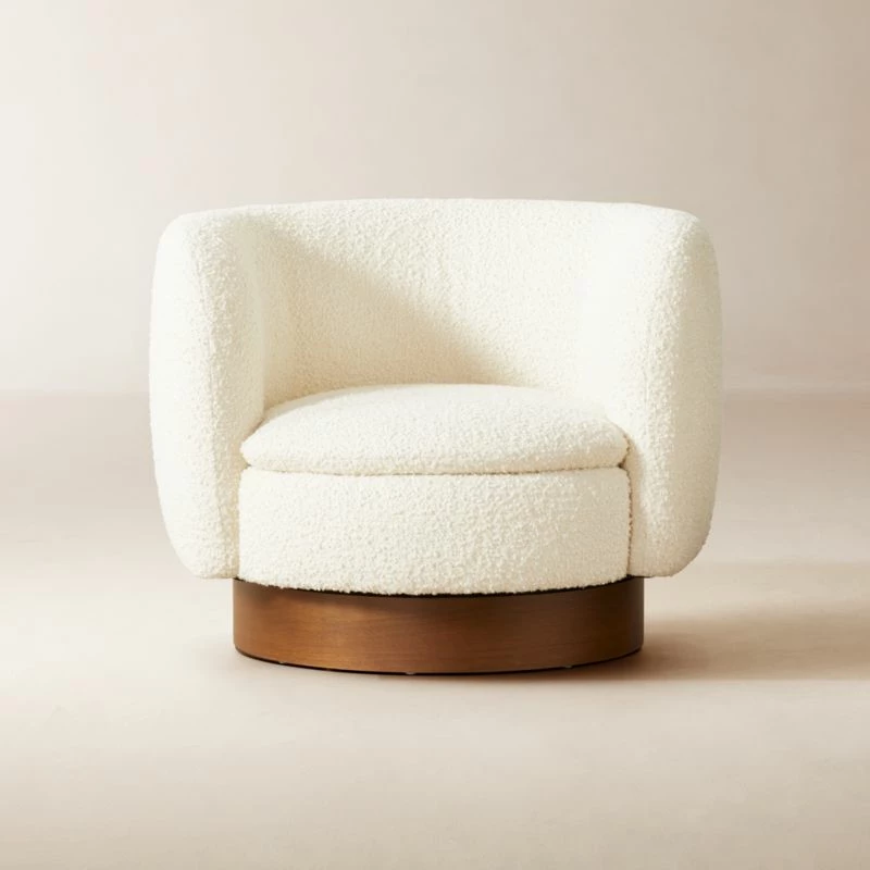 Muir White Boucle Swivel Chair 3 Muir White Boucle Swivel Chair