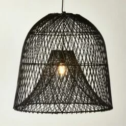 Nassa Woven Black Bamboo Pendant Light -marin sHOP NassaBlkBasketPndntLightROF23