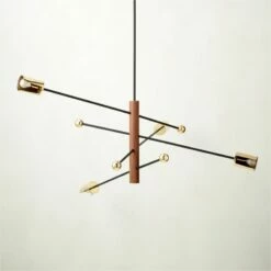Norte Walnut Wood And Brass Chandelier -marin sHOP NorteBrsNWlntChandelierAV2SHS22