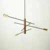 Norte Walnut Wood And Brass Chandelier