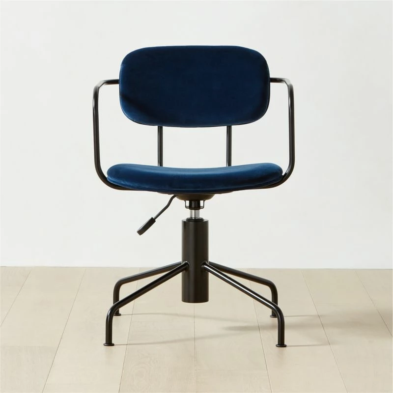 Nyle Navy Blue Velvet Office Chair 3 Nyle Navy Blue Velvet Office Chair