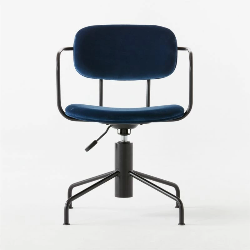 Nyle Navy Blue Velvet Office Chair 4 Nyle Navy Blue Velvet Office Chair - Image 2