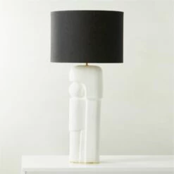Octavio White Ceramic Table Lamp With Black Shade