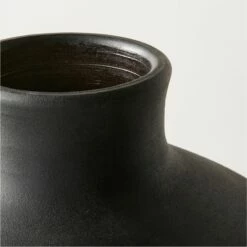 Osito Round Black Terracotta Floor Vase -marin sHOP OsitoBlkHandThrownVaseAV2SHF22