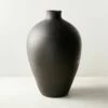 Osito Round Black Terracotta Floor Vase 1 Osito Round Black Terracotta Floor Vase -marin sHOP OsitoBlkHandThrownVaseSHF22