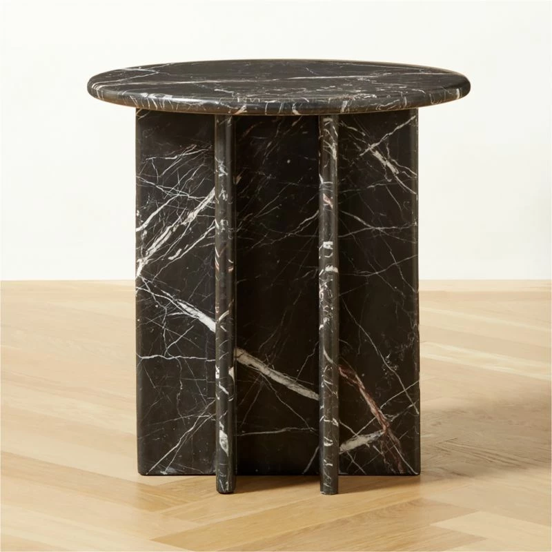 Pasar Round Black Marble Side Table 3 Pasar Round Black Marble Side Table
