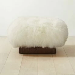 Pelosa White Sheepskin Ottoman