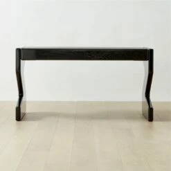 Perno 2-Drawer High-Gloss Black Oak Wood Desk