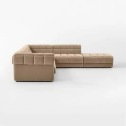 Pezzo 6-Piece L-Shaped Toffee Brown Velvet Sectional Sofa With Right-Arm -marin sHOP Pezzo6PcBgVlvtLASectSDSSS23