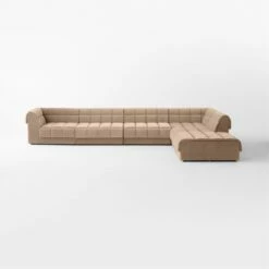 Pezzo 6-Piece L-Shaped Toffee Brown Velvet Sectional Sofa With Right-Arm -marin sHOP Pezzo6PcBgVlvtLASectSOSSS23