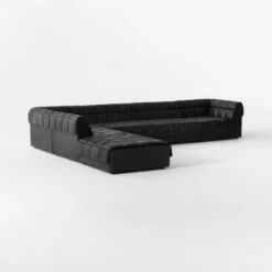 Pezzo 6-Piece L-Shaped Black Leather Sectional Sofa With Right Arm -marin sHOP Pezzo6PcBlkLthrRASect3QSSS23