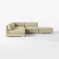 Piazza 4-Piece Modular Camel Brown Boucle Sectional Sofa With White Oak Legs 105'' -marin sHOP Piazza4PcCmBcMdApStWOkLgSDSSF23