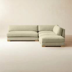 Piazza 4-Piece Modular Camel Brown Boucle Sectional Sofa With White Oak Legs 105''