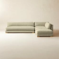 Piazza 4-Piece Modular Camel Brown Boucle Sectional Sofa With White Oak Legs 127''