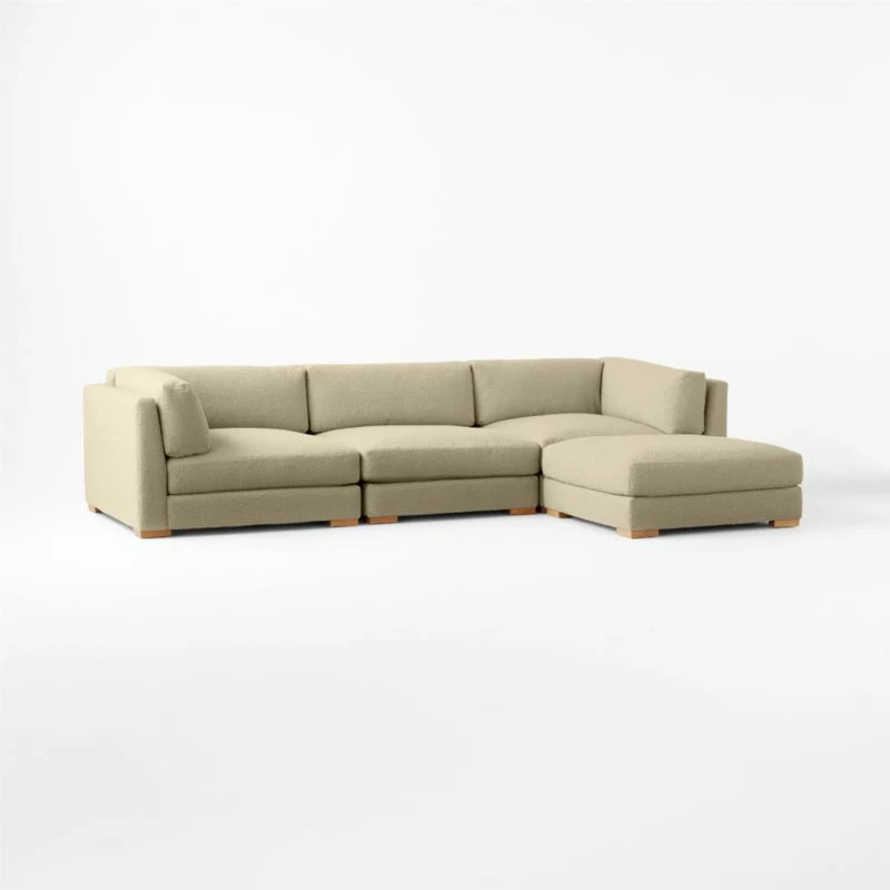 Piazza 4-Piece Modular Camel Brown Boucle Sectional Sofa With White Oak Legs 5 Piazza 4-Piece Modular Camel Brown Boucle Sectional Sofa With White Oak Legs - Image 3