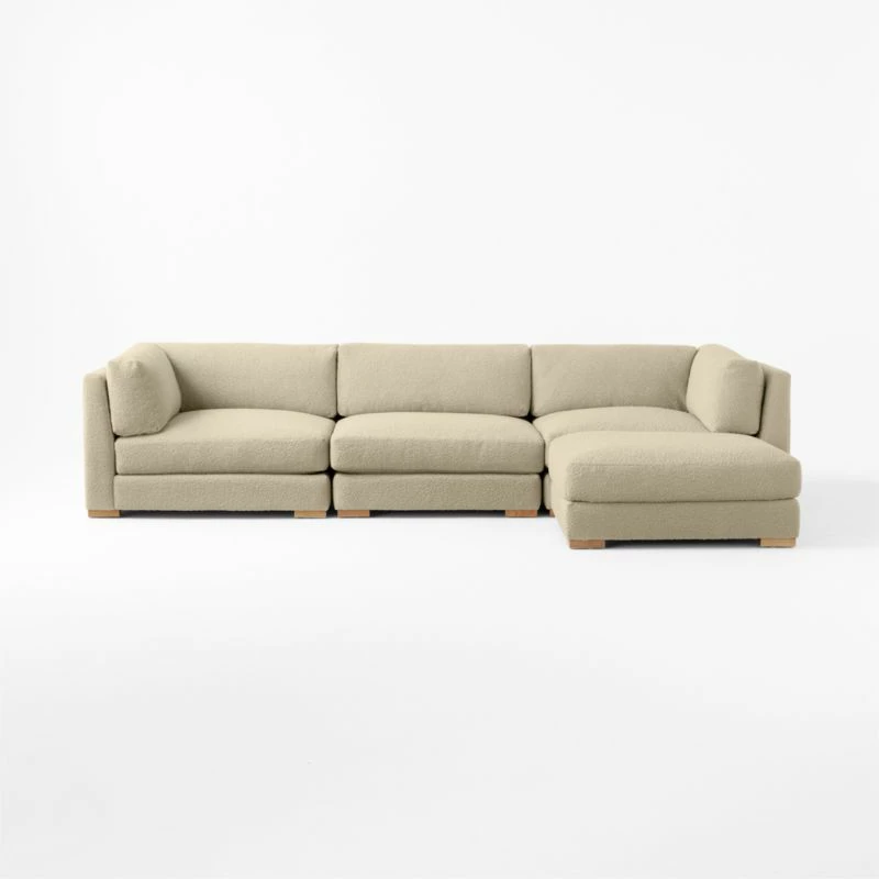 Piazza 4-Piece Modular Camel Brown Boucle Sectional Sofa With White Oak Legs 4 Piazza 4-Piece Modular Camel Brown Boucle Sectional Sofa With White Oak Legs - Image 2