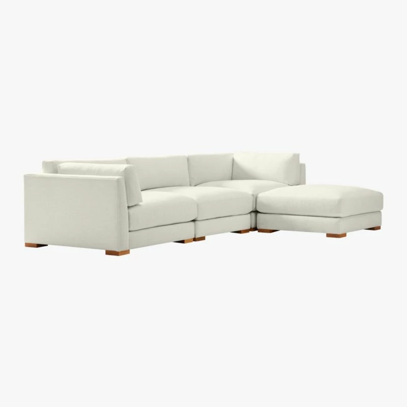 Piazza 4-Piece Modular White Linen Sectional Sofa 5 Piazza 4-Piece Modular White Linen Sectional Sofa - Image 3