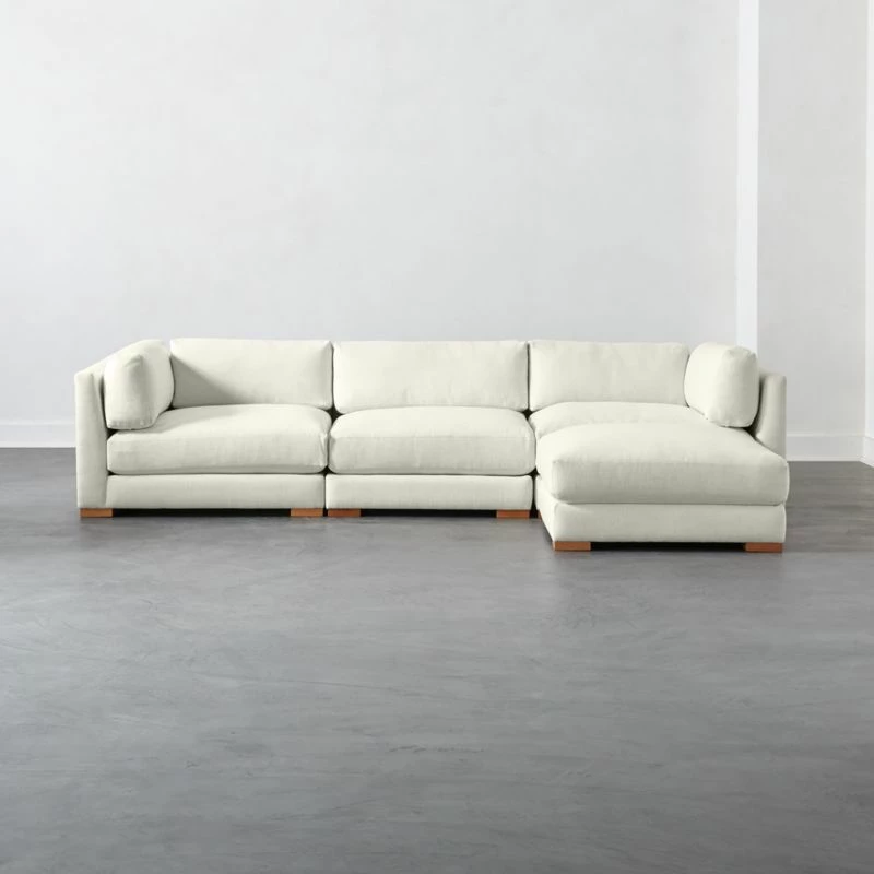 Piazza 4-Piece Modular White Linen Sectional Sofa 3 Piazza 4-Piece Modular White Linen Sectional Sofa