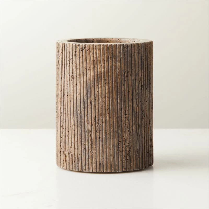 Pietra Grey Travertine Pillar Candle Holder Small 3 Pietra Grey Travertine Pillar Candle Holder Small