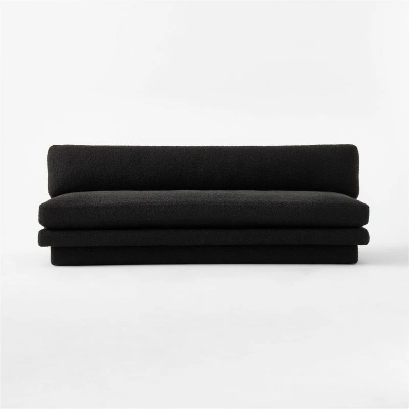 Plinth Armless Black Boucle Sofa 4 Plinth Armless Black Boucle Sofa - Image 2