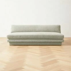 Plinth Armless Peppered Grey Boucle Sofa