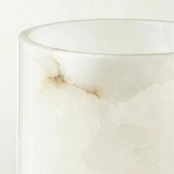 Poe White Alabaster Pillar Candle Holder Small -marin sHOP PoeAlbstrPillarHolderSmAV2SHF23