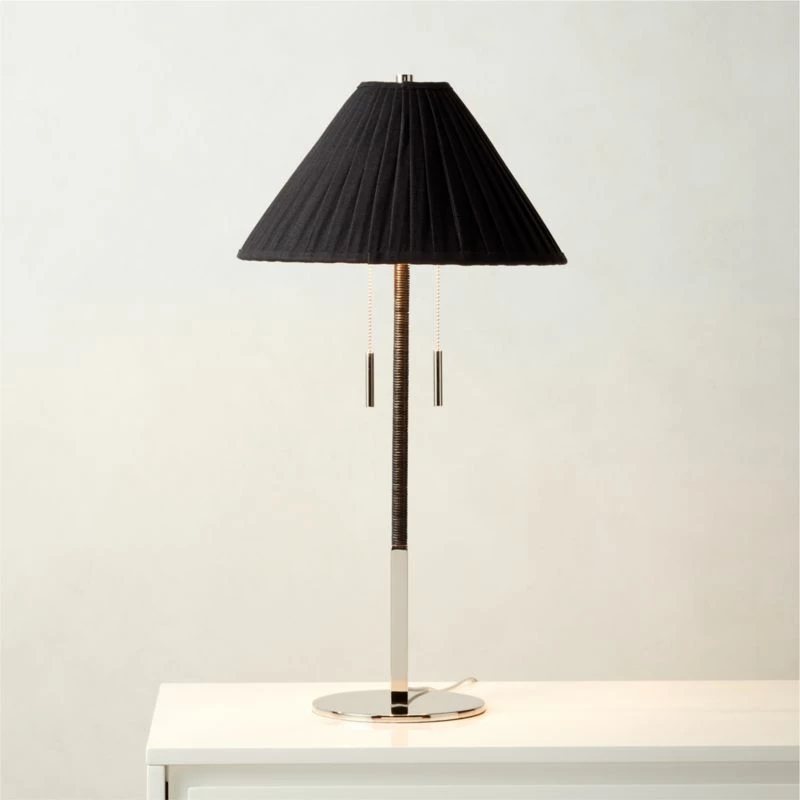 Pogo Polished Nickel And Black Cane Table Lamp 4 Pogo Polished Nickel And Black Cane Table Lamp - Image 2