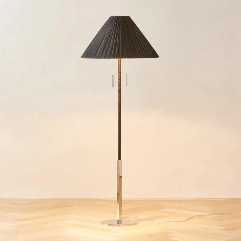 Pogo Polished Nickel And Black Cane Floor Lamp 4 Pogo Polished Nickel And Black Cane Floor Lamp - Image 2