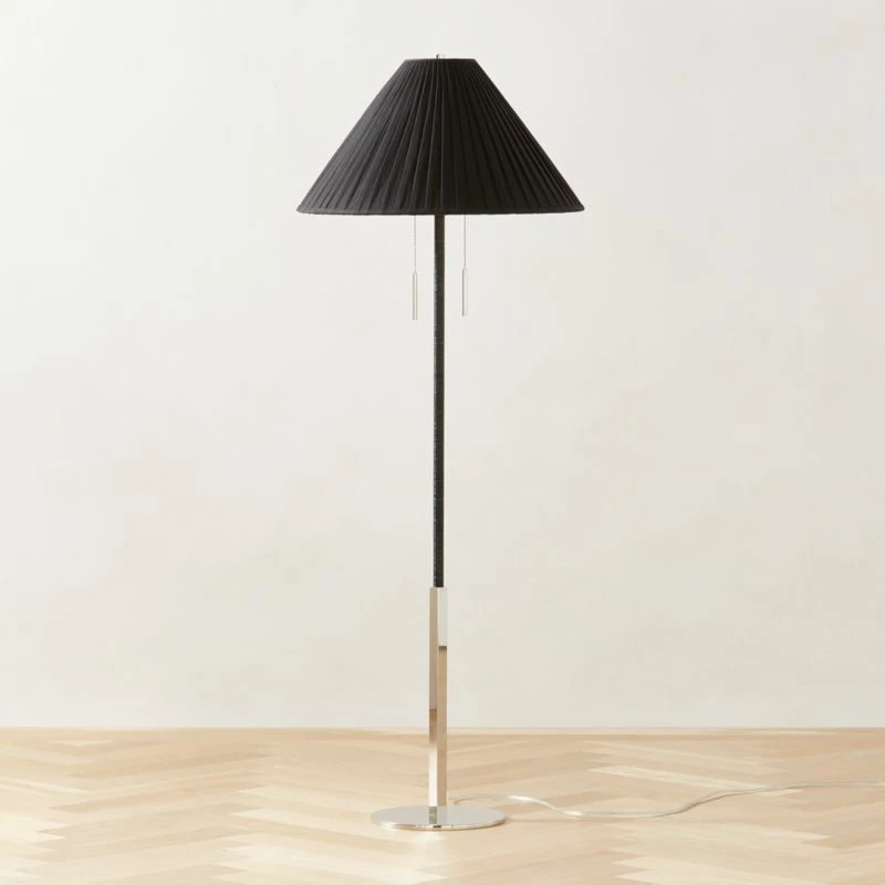 Pogo Polished Nickel And Black Cane Floor Lamp 3 Pogo Polished Nickel And Black Cane Floor Lamp