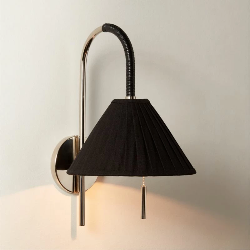 Pogo Polished Nickel And Black Cane Wall Sconce 4 Pogo Polished Nickel And Black Cane Wall Sconce - Image 2