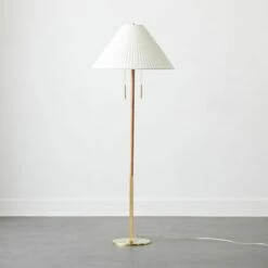 Pogo Brass And Cane Floor Lamp
