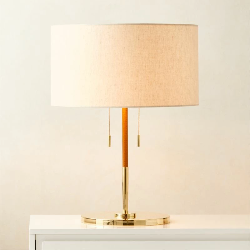 Prix Leather And Polished Brass Table Lamp 4 Prix Leather And Polished Brass Table Lamp - Image 2