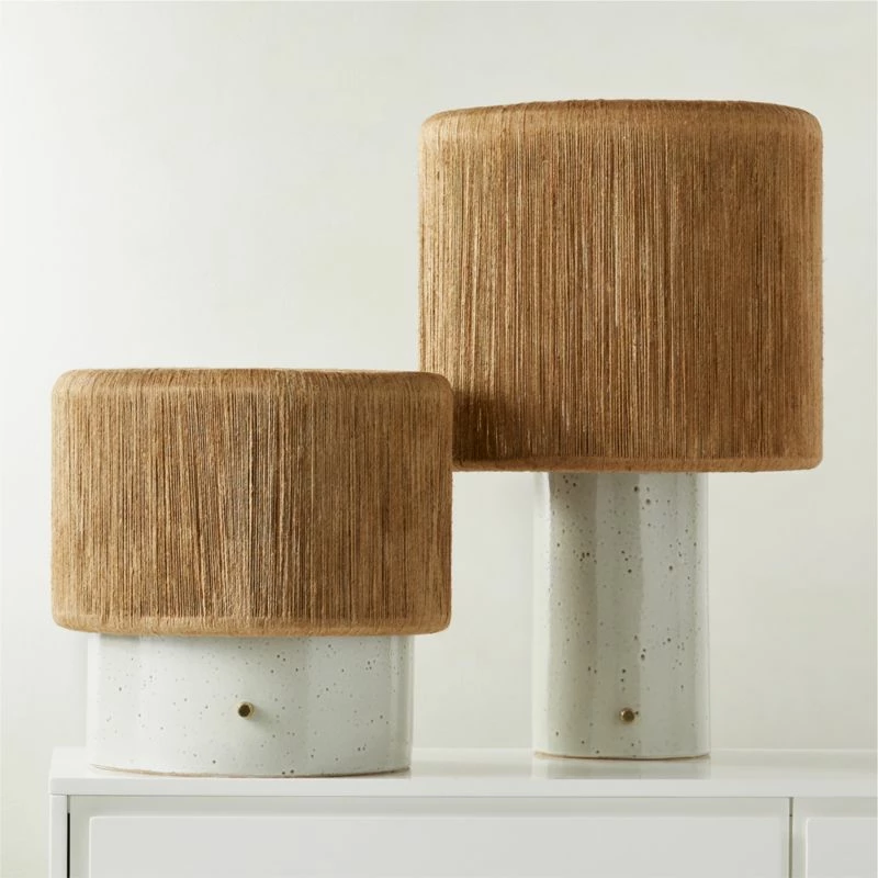 Ramble Tall White Ceramic Table Lamp With Jute Shade 7 Ramble Tall White Ceramic Table Lamp With Jute Shade - Image 5