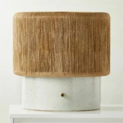 Ramble Short White Ceramic Table Lamp With Jute Shade