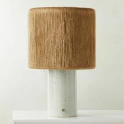 Ramble Tall White Ceramic Table Lamp With Jute Shade