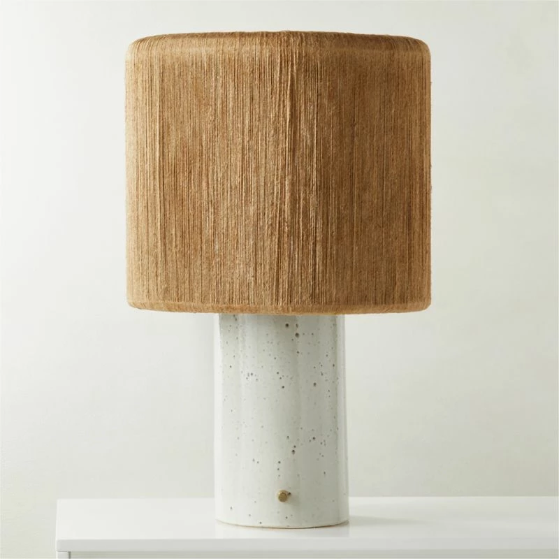 Ramble Tall White Ceramic Table Lamp With Jute Shade 3 Ramble Tall White Ceramic Table Lamp With Jute Shade