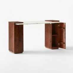 Reach White Marble-Top Desk -marin sHOP ReachMarbleNAshDesk3QAVSSS23